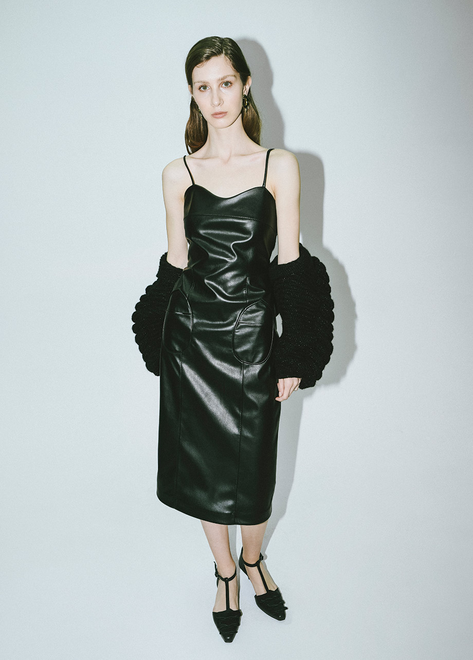 POWER LEATHER SILHOUETTE DRESS